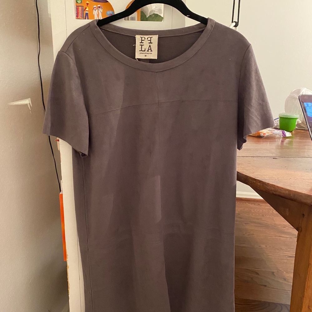 grey suede tshirt dress